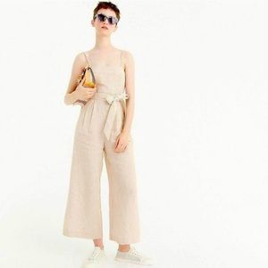 Like new J. Crew tan stripe linen jumpsuit, size 8